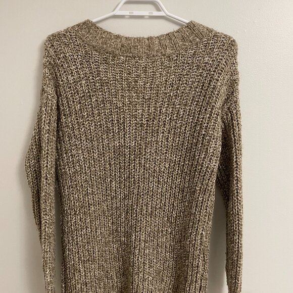 Garage tan xs crochet v-neck sweater - Picture 2 of 14